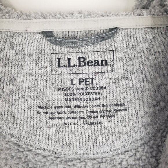 LL Bean Hooded Sweater Fleece Coat Gray Longline Full Zip Jacket Womens Size LP - Picture 10 of 10